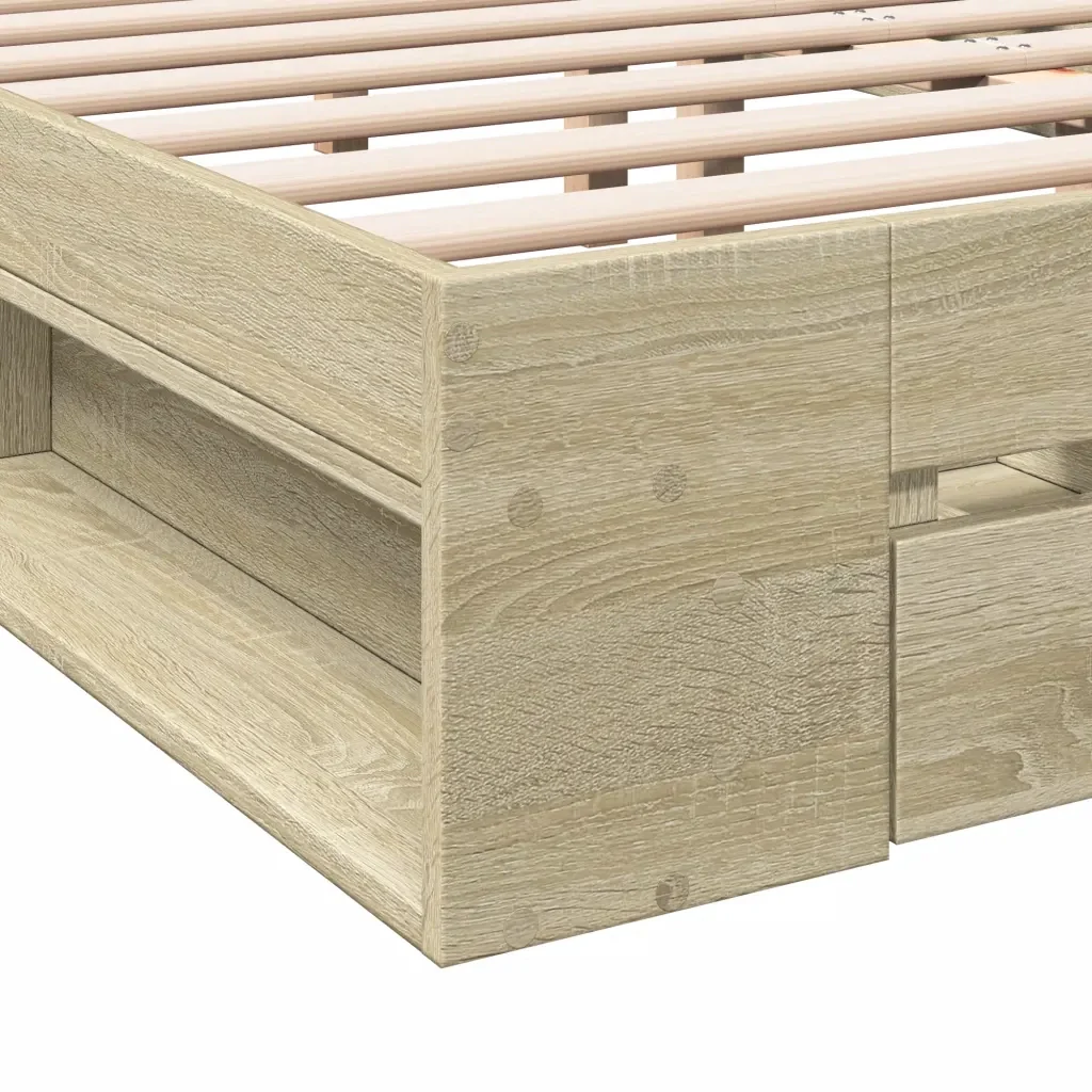 Letto matrimoniale | Letto per adulti | Giroletto Cassetti Rovere Sonoma 180x200 cm Legno Multistrato - Image 8