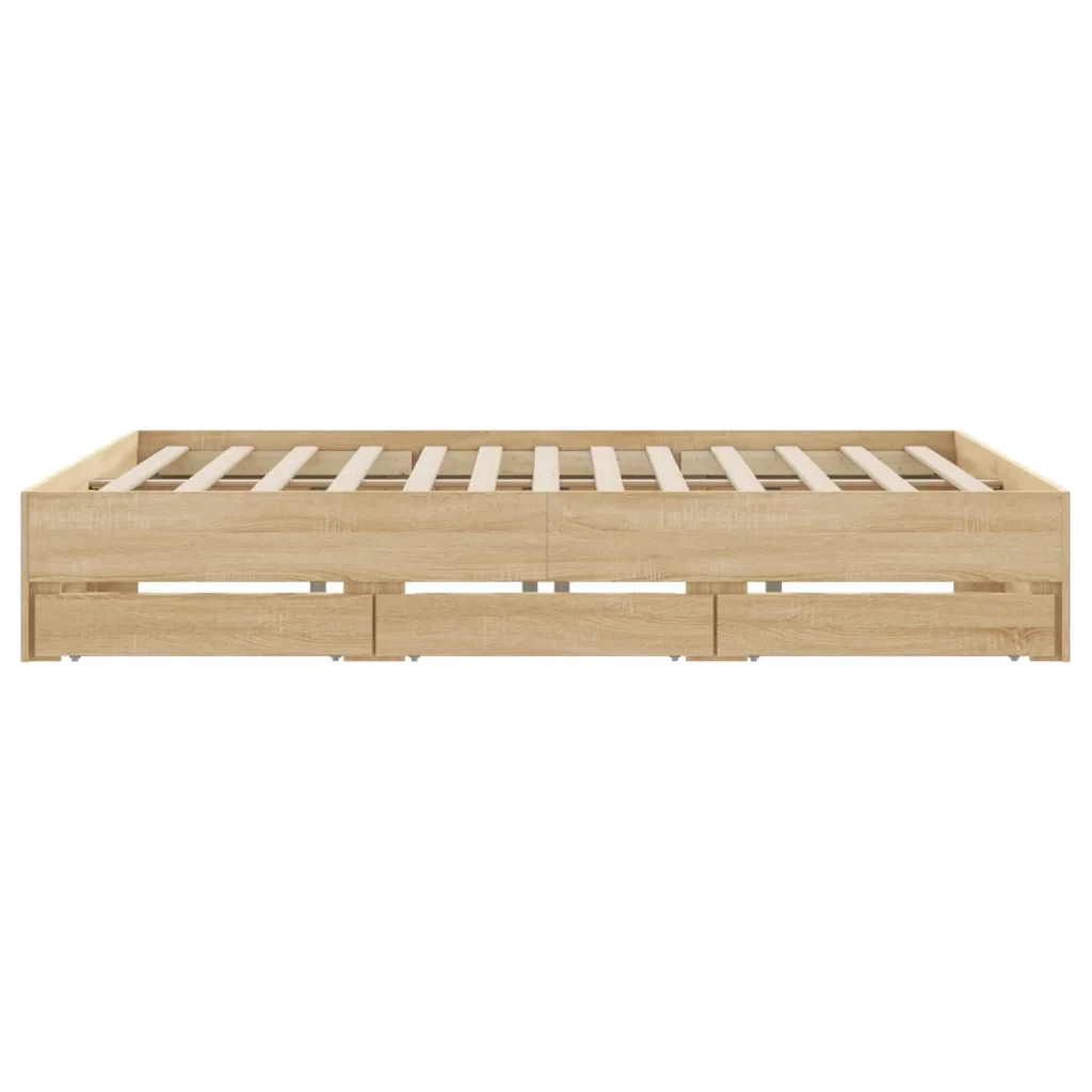 Letto matrimoniale | Letto per adulti | Giroletto Cassetti Rovere Sonoma 180x200 cm Legno Multistrato - Image 7