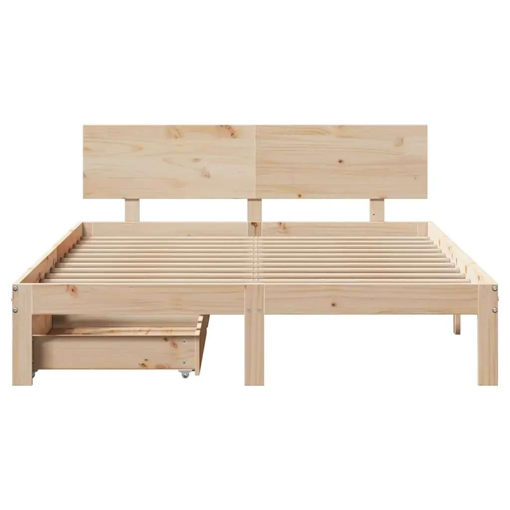 Letto matrimoniale | Letto per adulti | Giroletto con Cassetti 120x190 cm in Legno Massello di Pino - Image 4