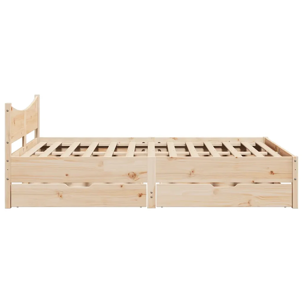 Letto matrimoniale | Letto per adulti | Giroletto con Cassetti 135x190 cm in Legno Massello di Pino - Image 7