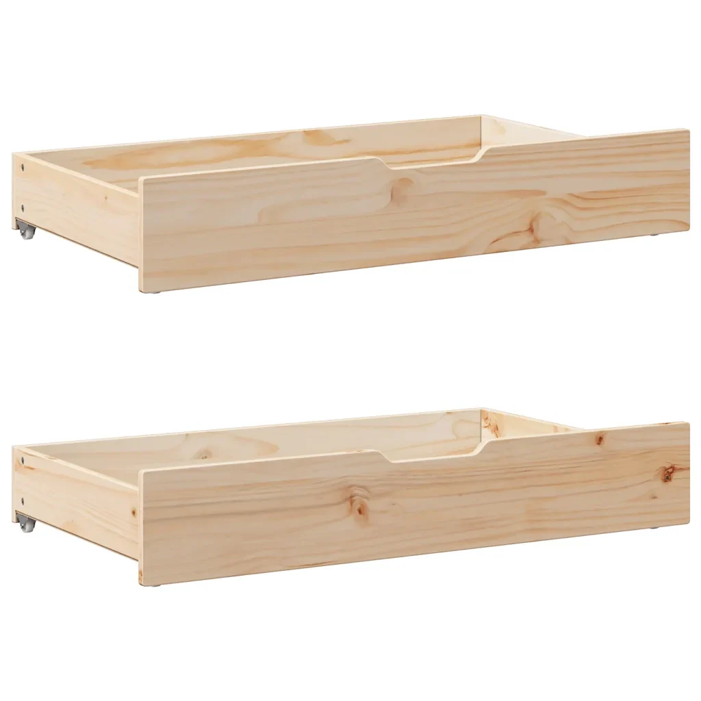 Letto matrimoniale | Letto per adulti | Giroletto con Cassetti 140x200 cm in Legno Massello di Pino - Image 8