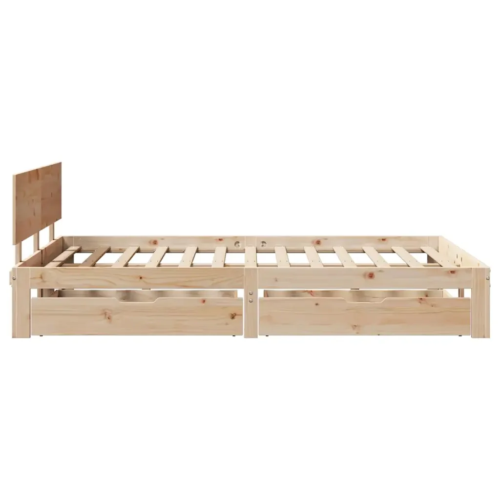 Letto matrimoniale | Letto per adulti | Giroletto con Cassetti 140x200 cm in Legno Massello di Pino - Image 8