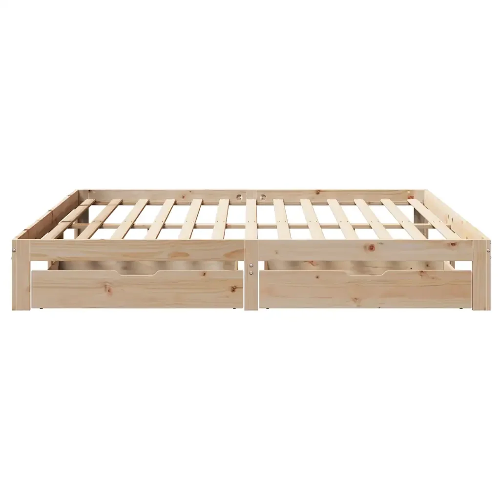 Letto matrimoniale | Letto per adulti | Giroletto con Cassetti 180x200 cm in Legno Massello di Pino - Image 7