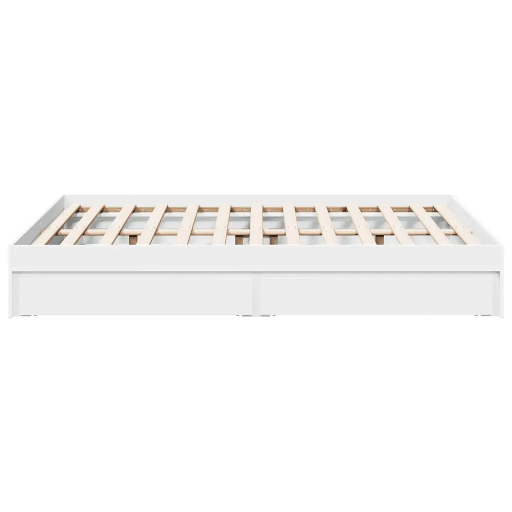 Letto matrimoniale | Letto per adulti | Giroletto con Cassetti Bianco 120x190 cm in Legno Multistrato - Image 5