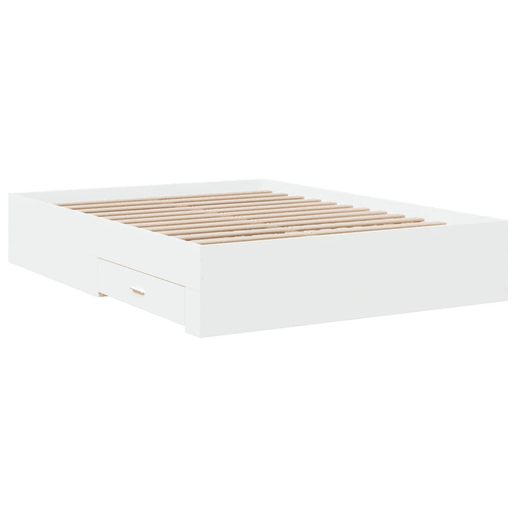 Letto matrimoniale | Letto per adulti | Giroletto con Cassetti Bianco 120x190 cm in Legno Multistrato - Image 3
