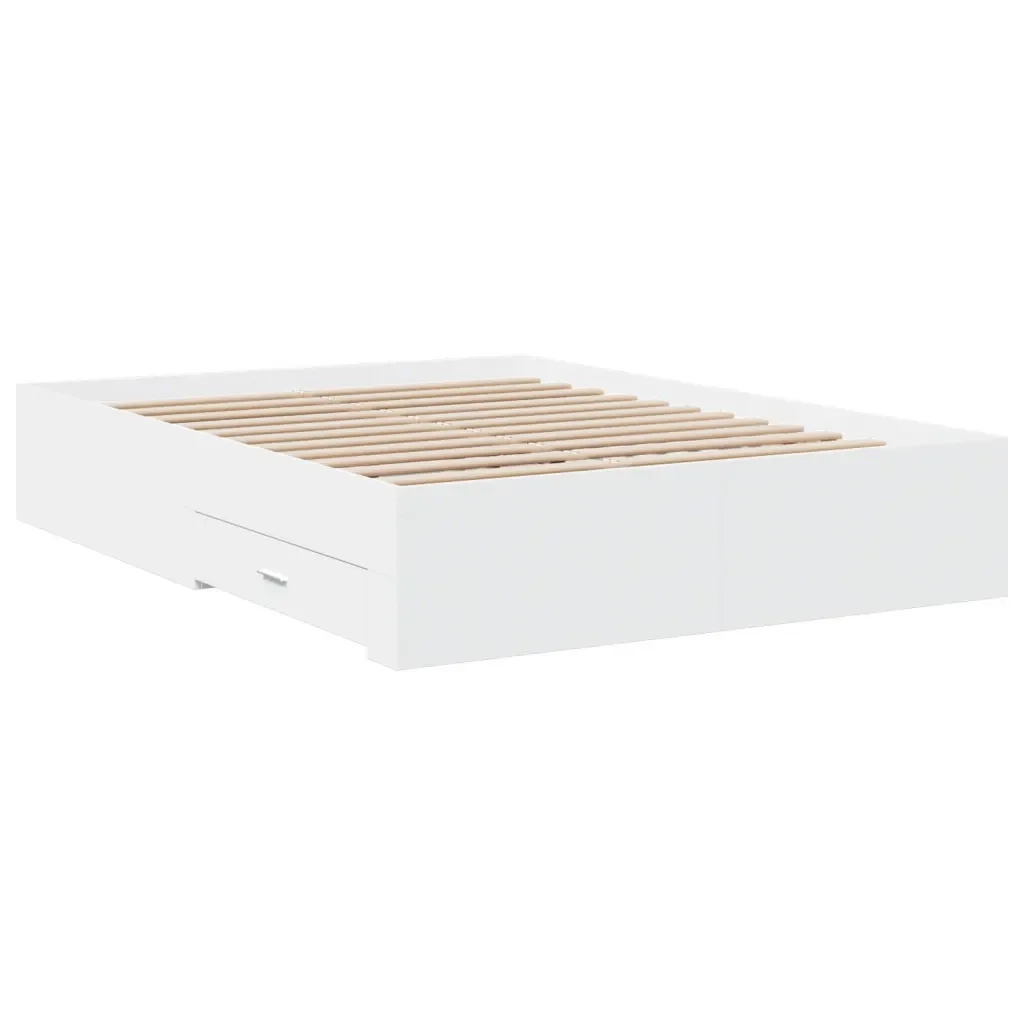 Letto matrimoniale | Letto per adulti | Giroletto con Cassetti Bianco 120x200 cm in Legno Multistrato - Image 6