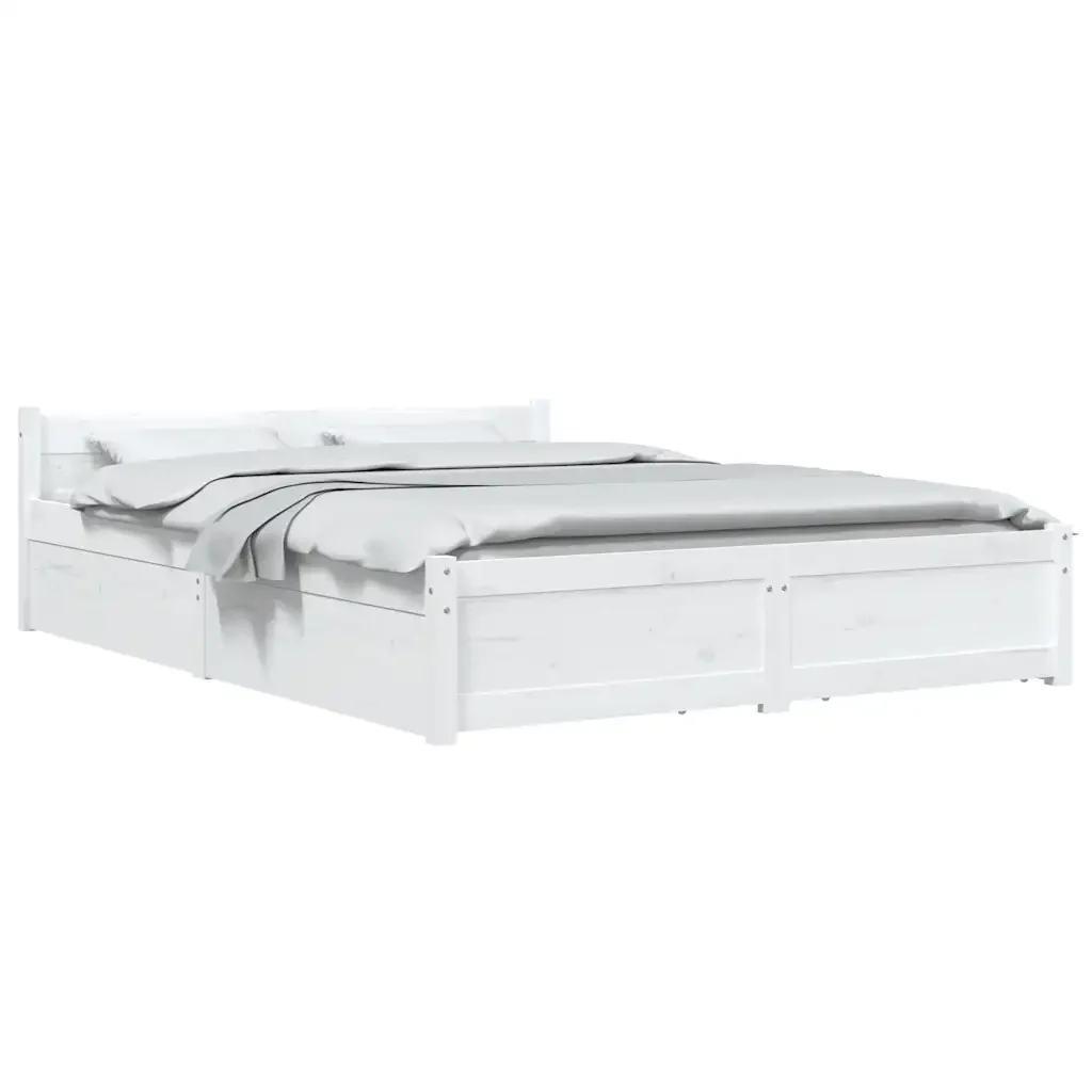 Letto matrimoniale | Letto per adulti | Giroletto con Cassetti Bianco 135x190 cm Double - Image 4
