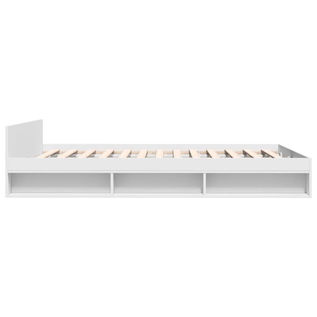 Letto matrimoniale | Letto per adulti | Giroletto con Cassetti Bianco 135x190 cm in Legno Multistrato - Image 5