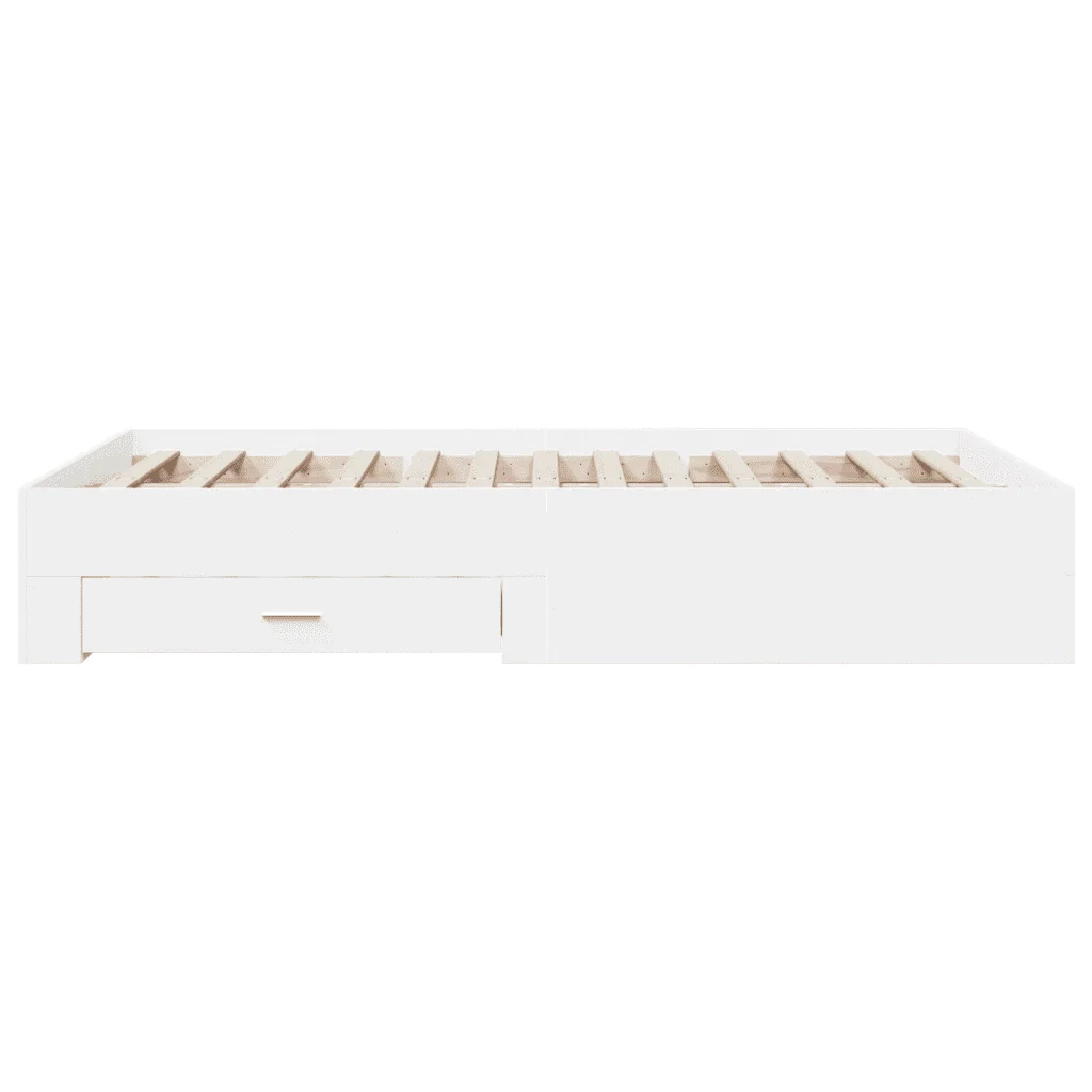 Letto matrimoniale | Letto per adulti | Giroletto con Cassetti Bianco 135x190 cm in Legno Multistrato - Image 5