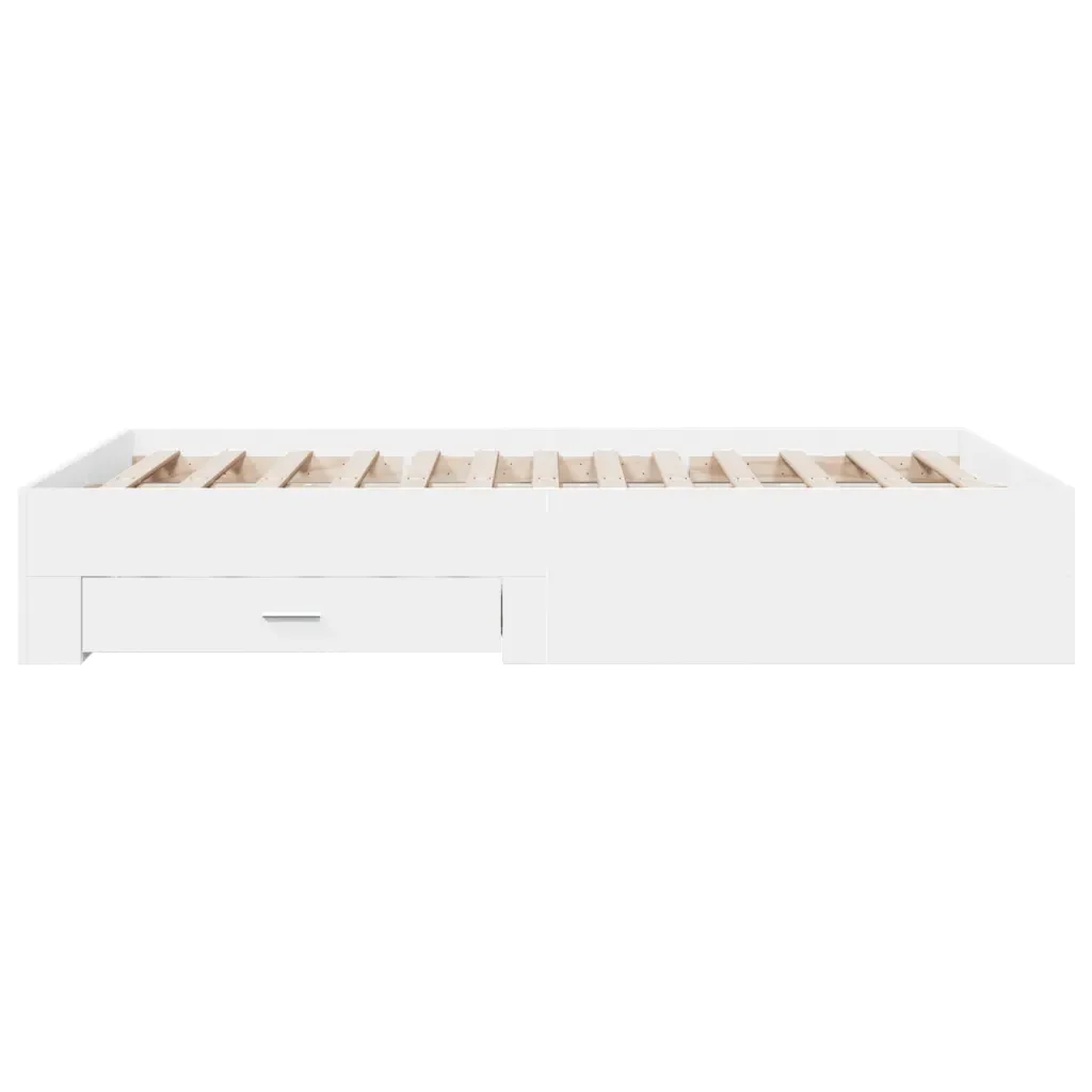 Letto matrimoniale | Letto per adulti | Giroletto con Cassetti Bianco 140x190 cm in Legno Multistrato - Image 5