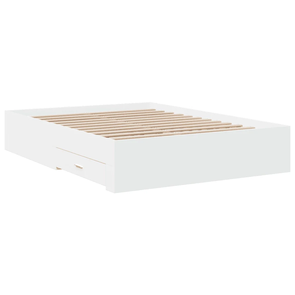 Letto matrimoniale | Letto per adulti | Giroletto con Cassetti Bianco 140x190 cm in Legno Multistrato - Image 6