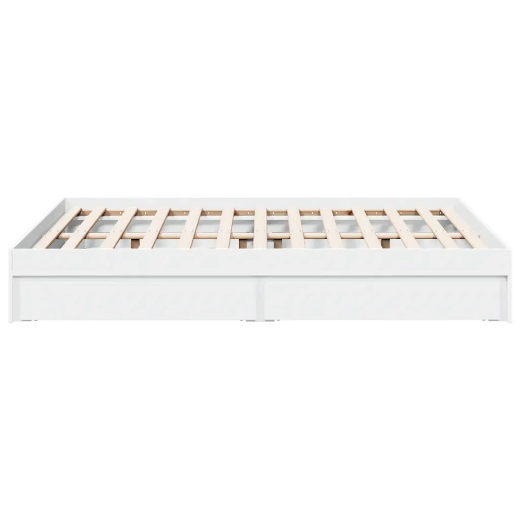 Letto matrimoniale | Letto per adulti | Giroletto con Cassetti Bianco 140x190 cm in Legno Multistrato - Image 5