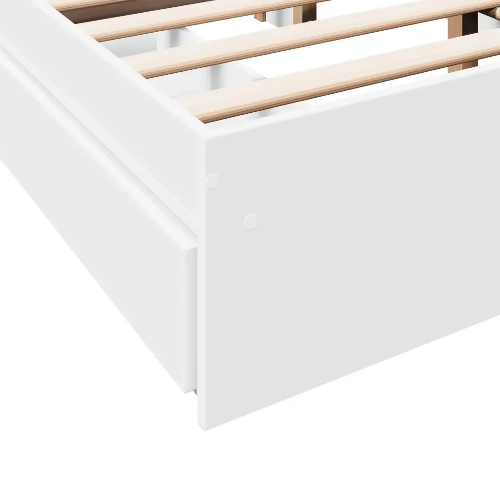 Letto matrimoniale | Letto per adulti | Giroletto con Cassetti Bianco 140x190 cm in Legno Multistrato - Image 8