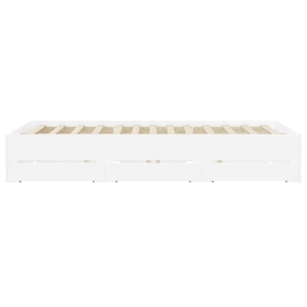 Letto matrimoniale | Letto per adulti | Giroletto con Cassetti Bianco 140x190 cm in Legno Multistrato - Image 7