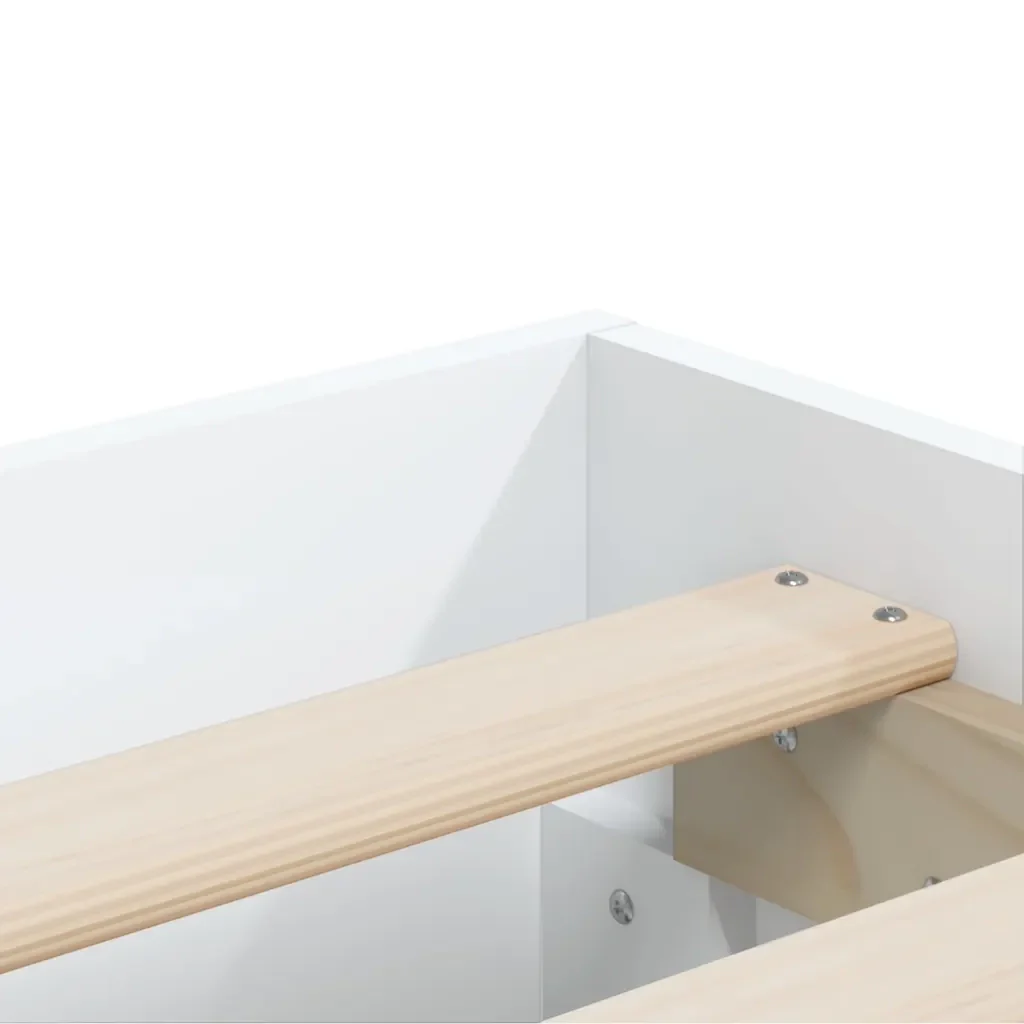 Letto matrimoniale | Letto per adulti | Giroletto con Cassetti Bianco 140x190 cm in Legno Multistrato - Image 9