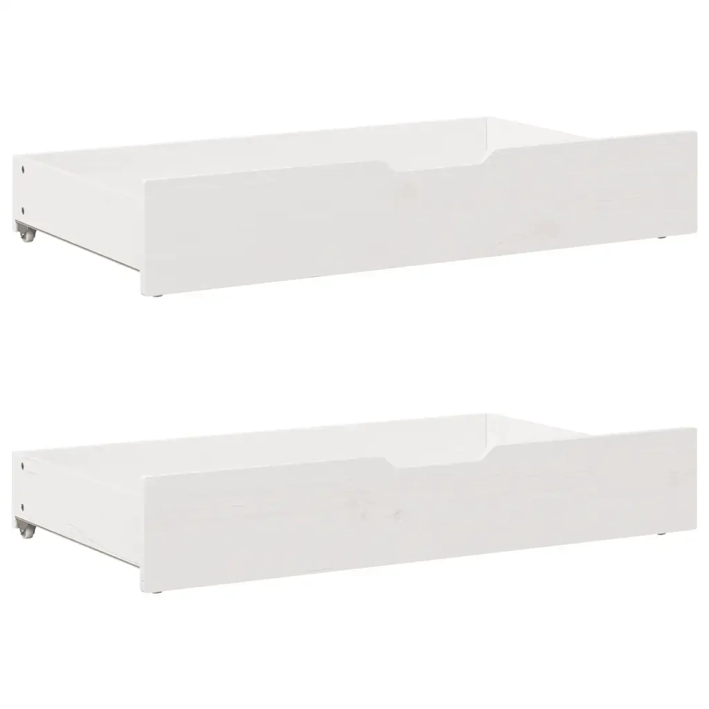 Letto matrimoniale | Letto per adulti | Giroletto con Cassetti Bianco 140x190 cm Legno Massello di Pino - Image 6