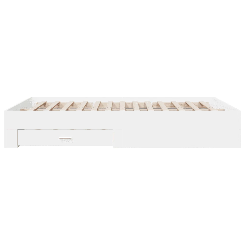 Letto matrimoniale | Letto per adulti | Giroletto con Cassetti Bianco 140x200 cm in Legno Multistrato - Image 5