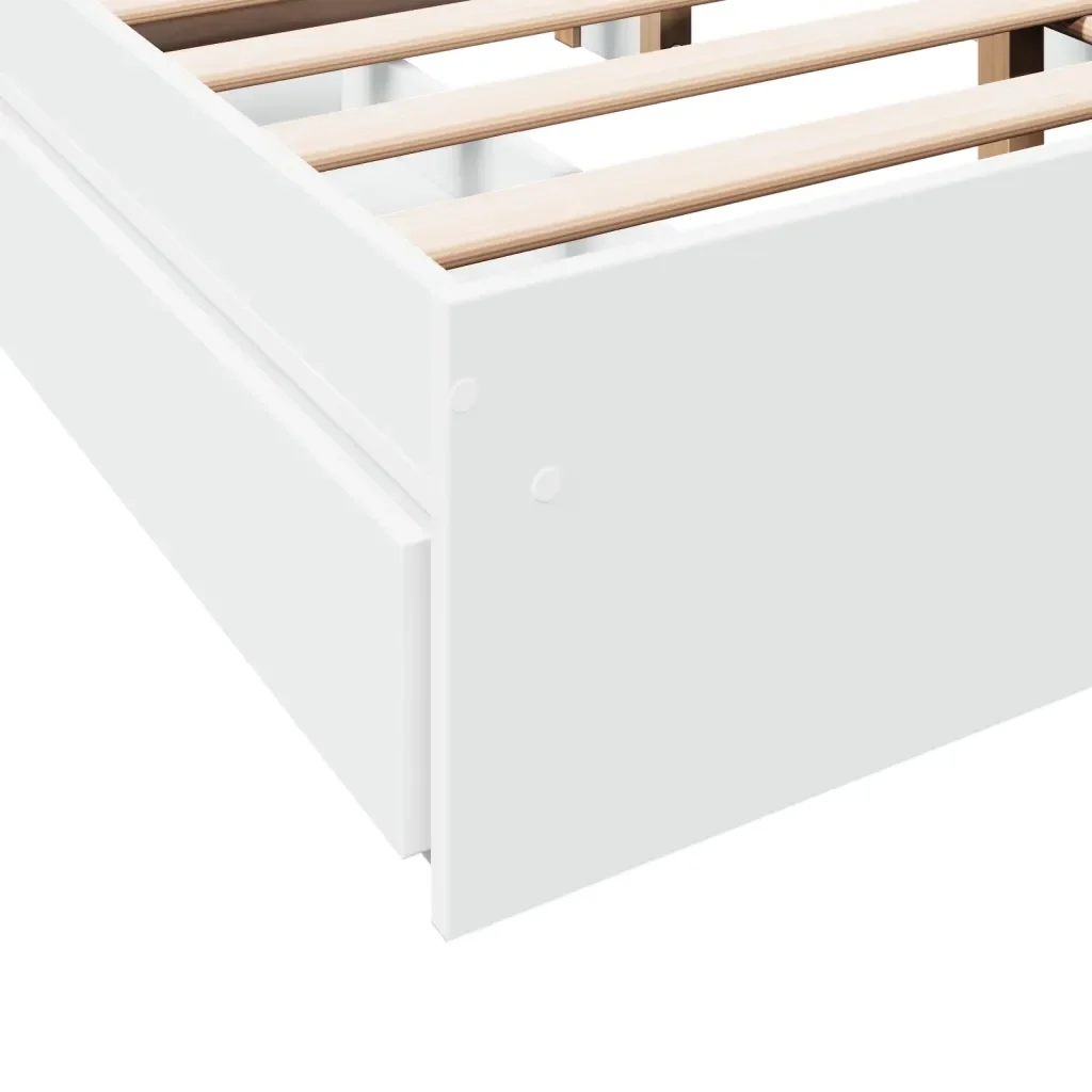Letto matrimoniale | Letto per adulti | Giroletto con Cassetti Bianco 140x200 cm in Legno Truciolato - Image 8