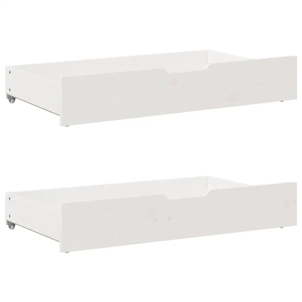 Letto matrimoniale | Letto per adulti | Giroletto con Cassetti Bianco 150x200 cm Legno Massello di Pino - Image 8