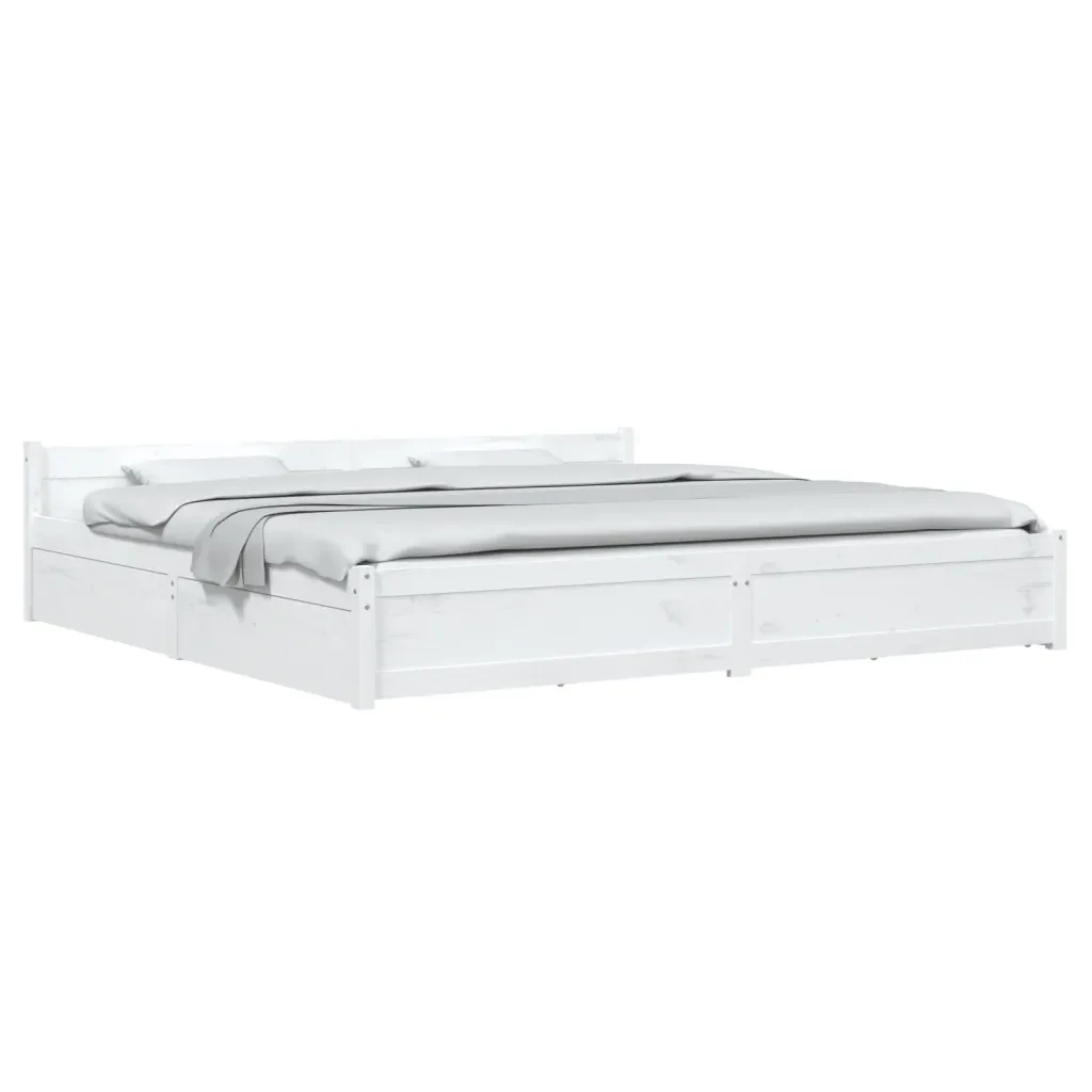 Letto matrimoniale | Letto per adulti | Giroletto con Cassetti Bianco 150x200 cm Super King - Image 3
