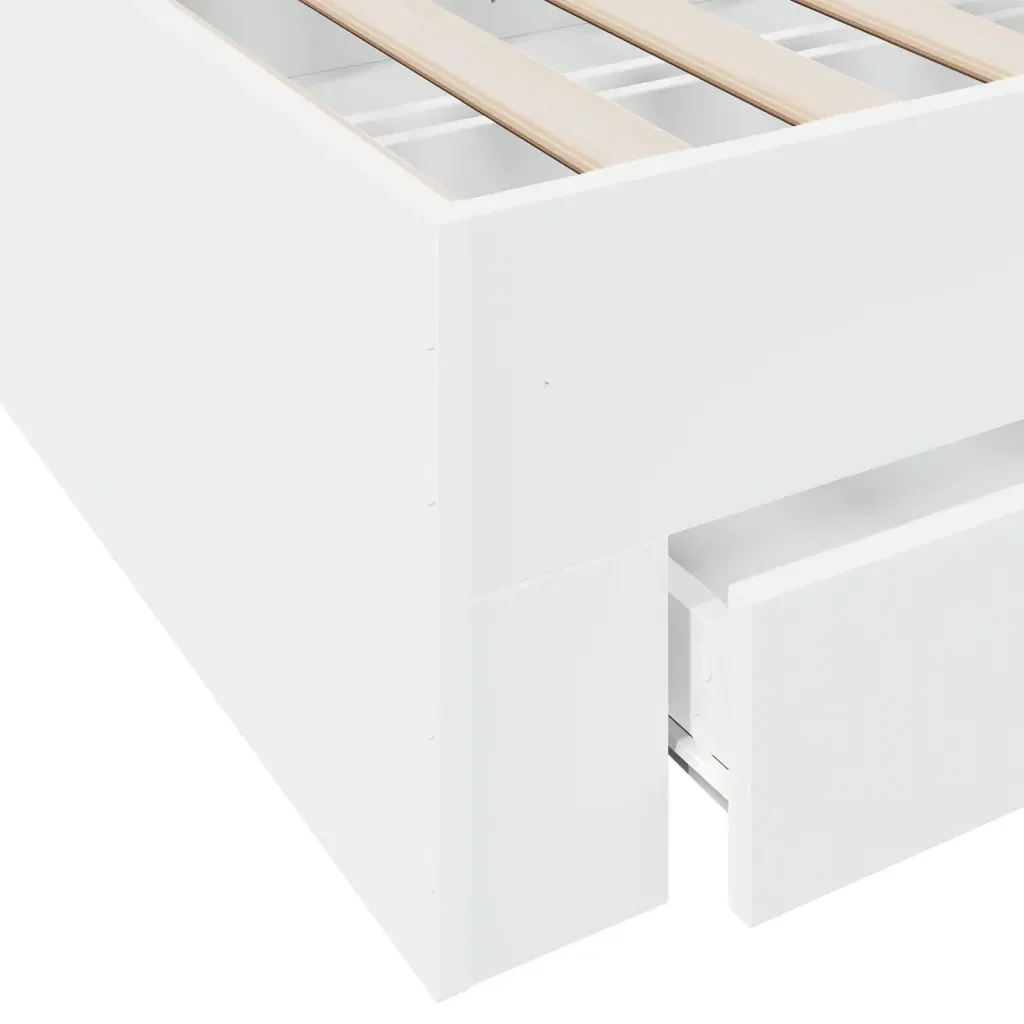 Letto matrimoniale | Letto per adulti | Giroletto con Cassetti Bianco 160x200 cm in Legno Multistrato - Image 8