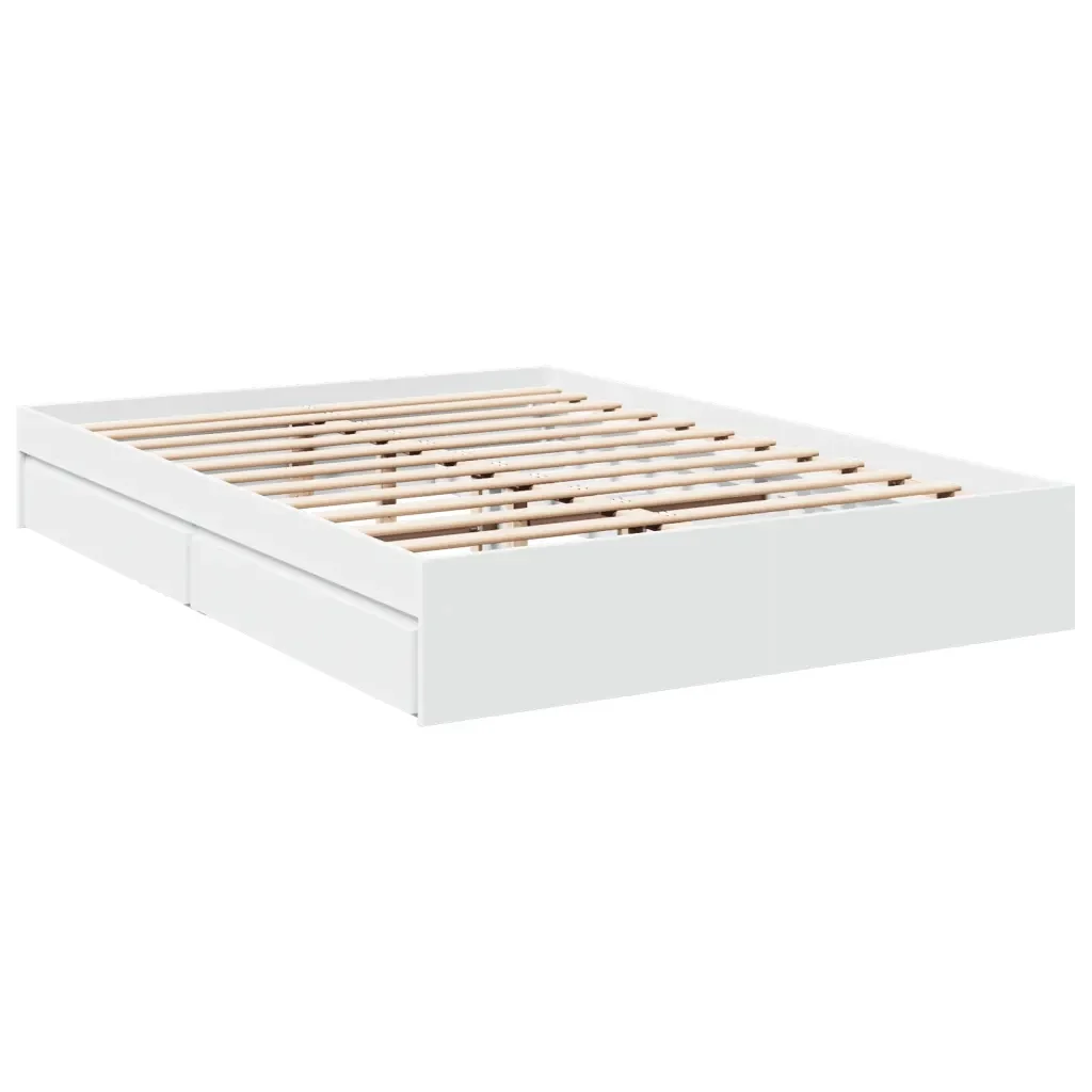 Letto matrimoniale | Letto per adulti | Giroletto con Cassetti Bianco 160x200 cm in Legno Multistrato - Image 4