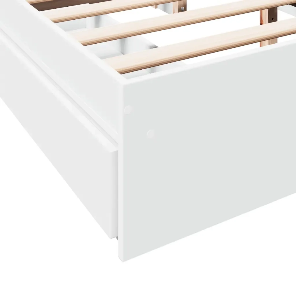 Letto matrimoniale | Letto per adulti | Giroletto con Cassetti Bianco 160x200 cm in Legno Multistrato - Image 8