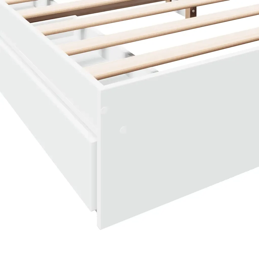 Letto matrimoniale | Letto per adulti | Giroletto con Cassetti Bianco 180x200 cm in Legno Multistrato - Image 8