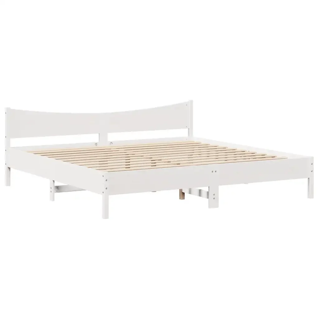 Letto matrimoniale | Letto per adulti | Giroletto con Cassetti Bianco 180x200 cm Legno Massello di Pino - Image 5