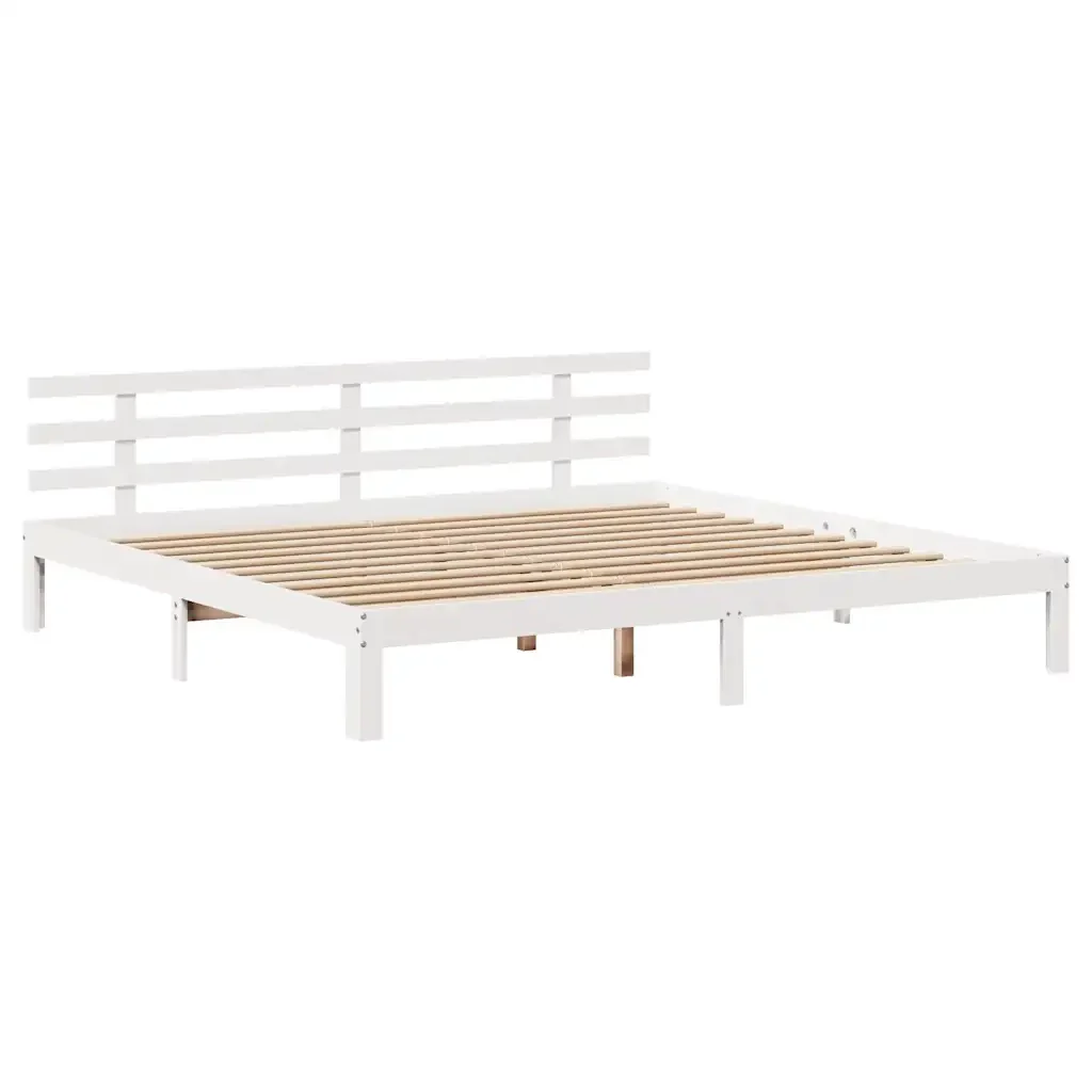 Letto matrimoniale | Letto per adulti | Giroletto con Cassetti Bianco 200x200 cm Legno Massello di Pino - Image 7