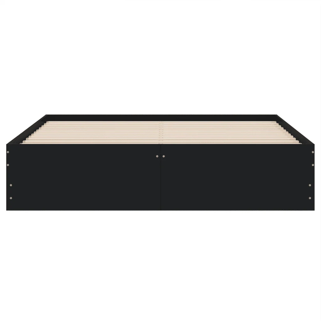 Letto matrimoniale | Letto per adulti | Giroletto con Cassetti Nero 140x190 cm in Legno Multistrato - Image 6