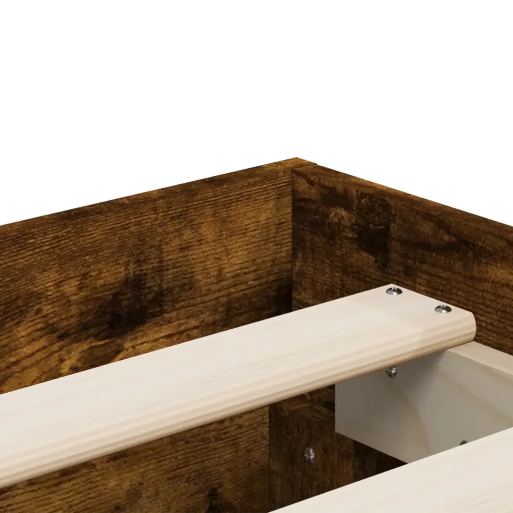 Letto matrimoniale | Letto per adulti | Giroletto con Cassetti Rovere Fumo 120x190 cm Legno Multistrato - Image 9