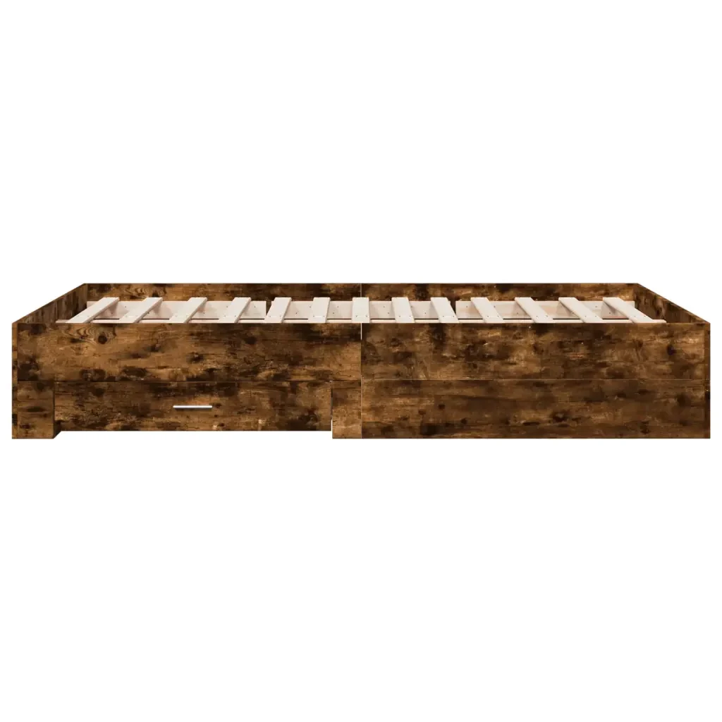 Letto matrimoniale | Letto per adulti | Giroletto con Cassetti Rovere Fumo 120x200 cm Legno Multistrato - Image 5