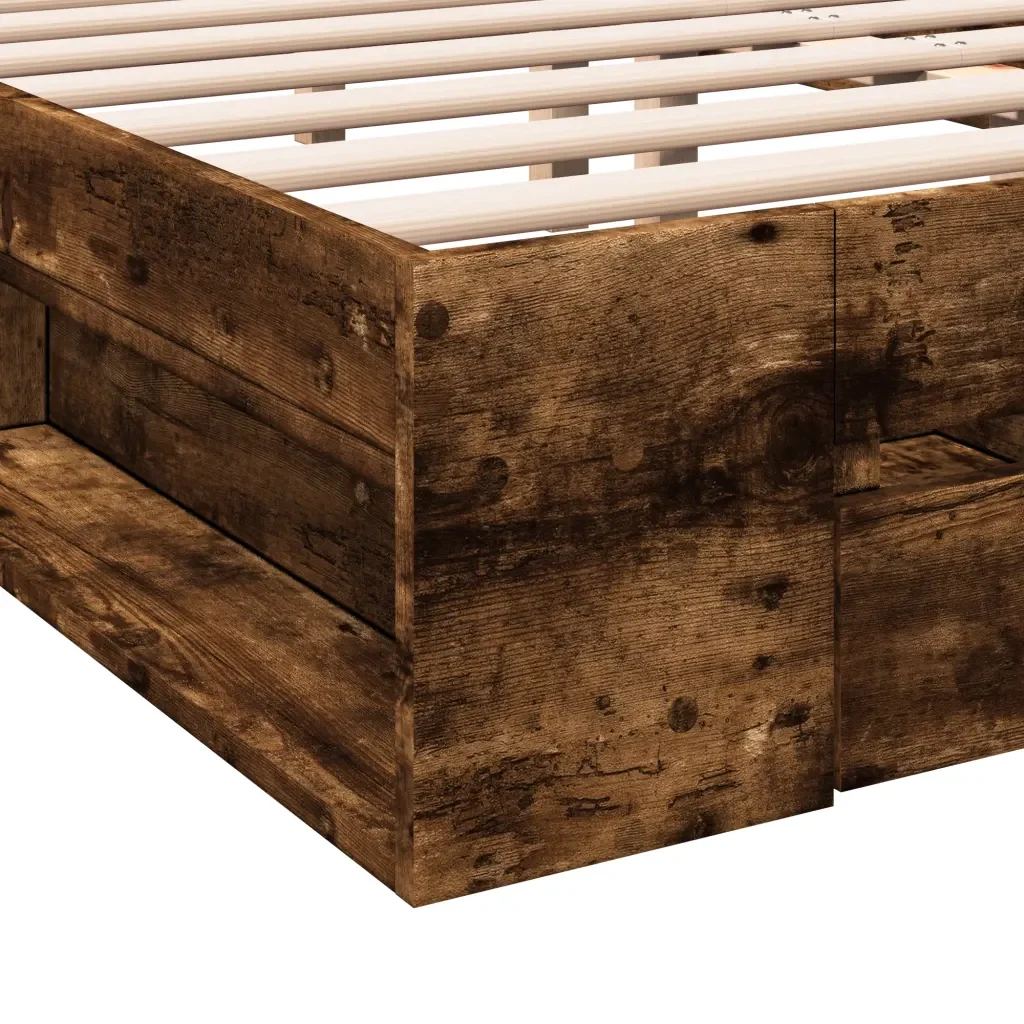 Letto matrimoniale | Letto per adulti | Giroletto con Cassetti Rovere Fumo 120x200 cm Legno Multistrato - Image 8