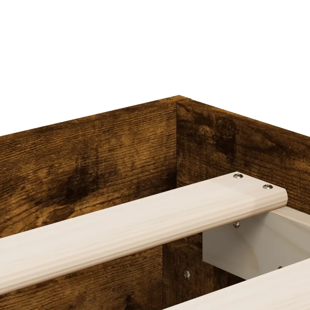 Letto matrimoniale | Letto per adulti | Giroletto con Cassetti Rovere Fumo 120x200 cm Legno Multistrato - Image 9