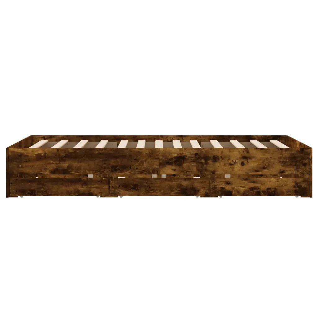 Letto matrimoniale | Letto per adulti | Giroletto con Cassetti Rovere Fumo 135x190 cm Legno Multistrato - Image 7