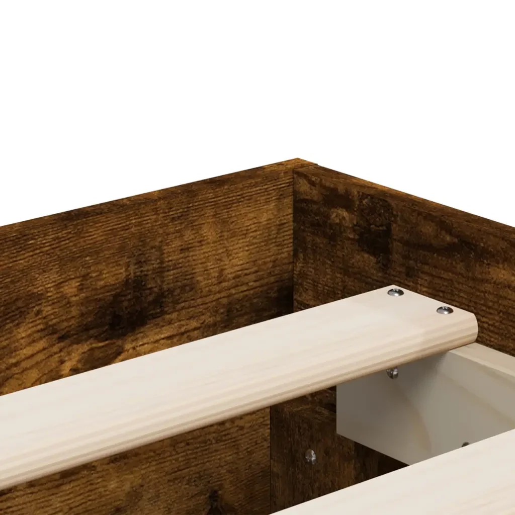 Letto matrimoniale | Letto per adulti | Giroletto con Cassetti Rovere Fumo 135x190 cm Legno Multistrato - Image 9
