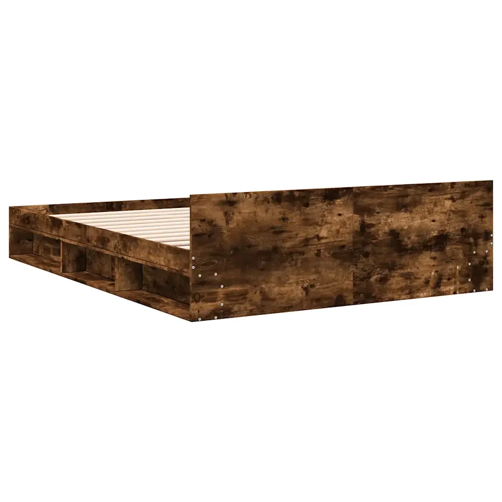 Letto matrimoniale | Letto per adulti | Giroletto con Cassetti Rovere Fumo 140x190 cm Legno Multistrato - Image 6