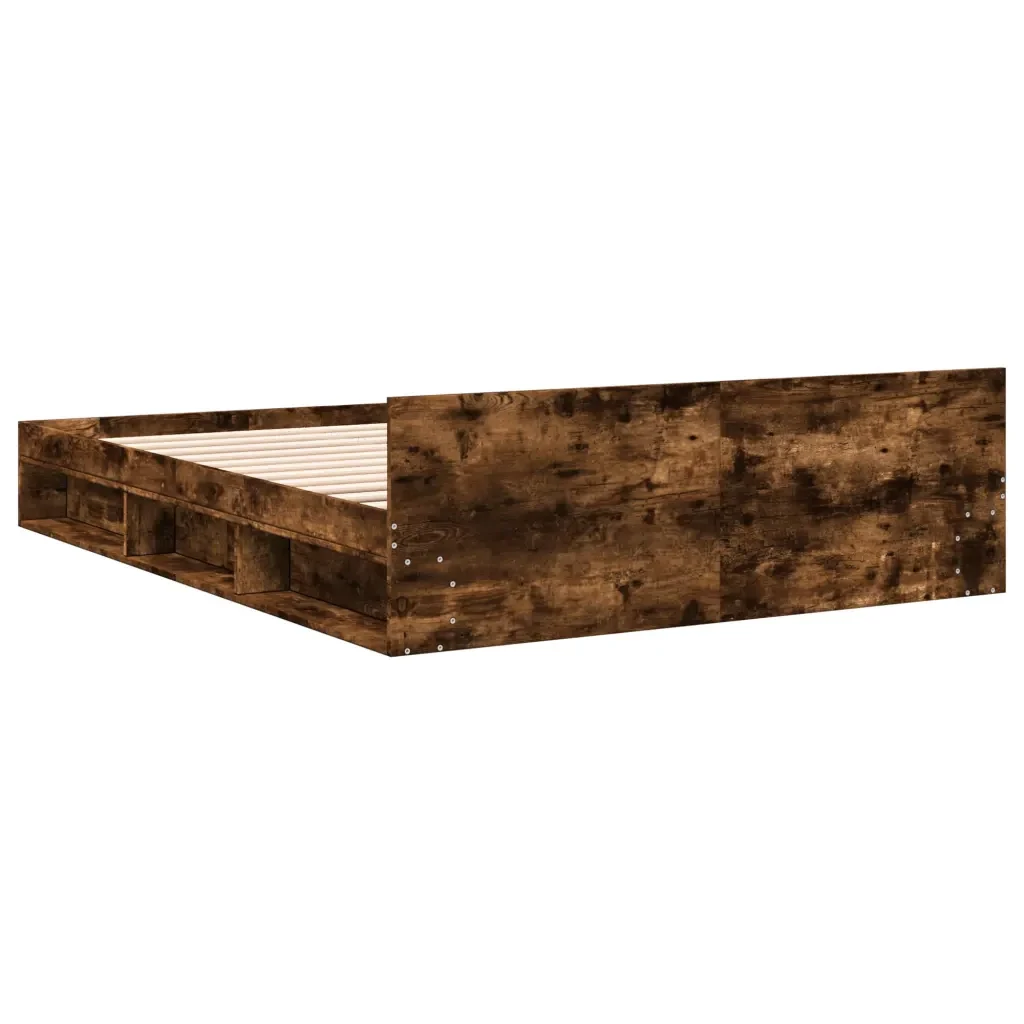 Letto matrimoniale | Letto per adulti | Giroletto con Cassetti Rovere Fumo 140x200 cm Legno Multistrato - Image 6