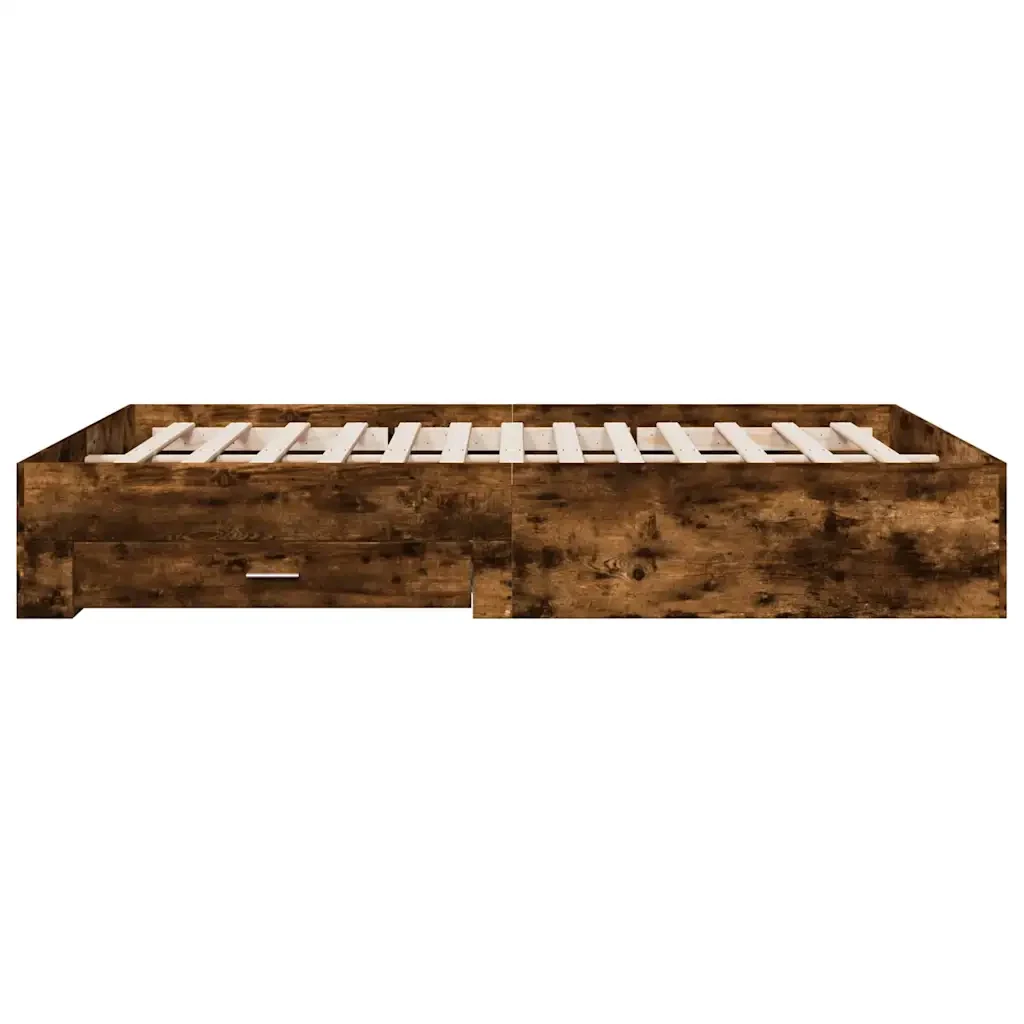 Letto matrimoniale | Letto per adulti | Giroletto con Cassetti Rovere Fumo 150x200 cm Legno Multistrato - Image 5