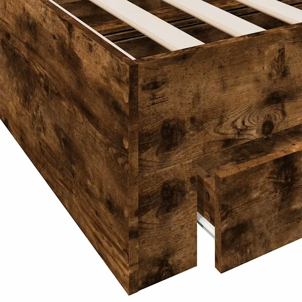 Letto matrimoniale | Letto per adulti | Giroletto con Cassetti Rovere Fumo 150x200 cm Legno Multistrato - Image 8