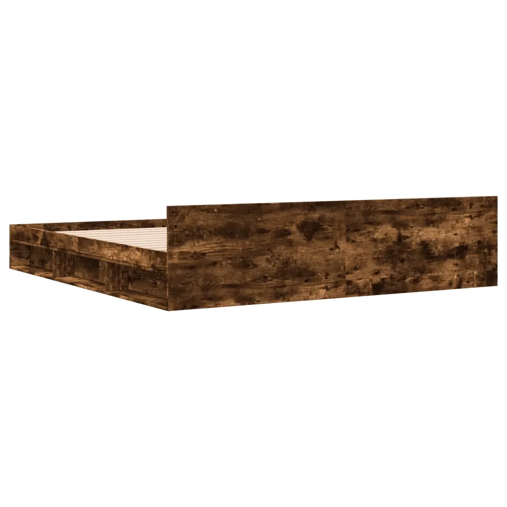 Letto matrimoniale | Letto per adulti | Giroletto con Cassetti Rovere Fumo 180x200 cm Legno Multistrato - Image 6