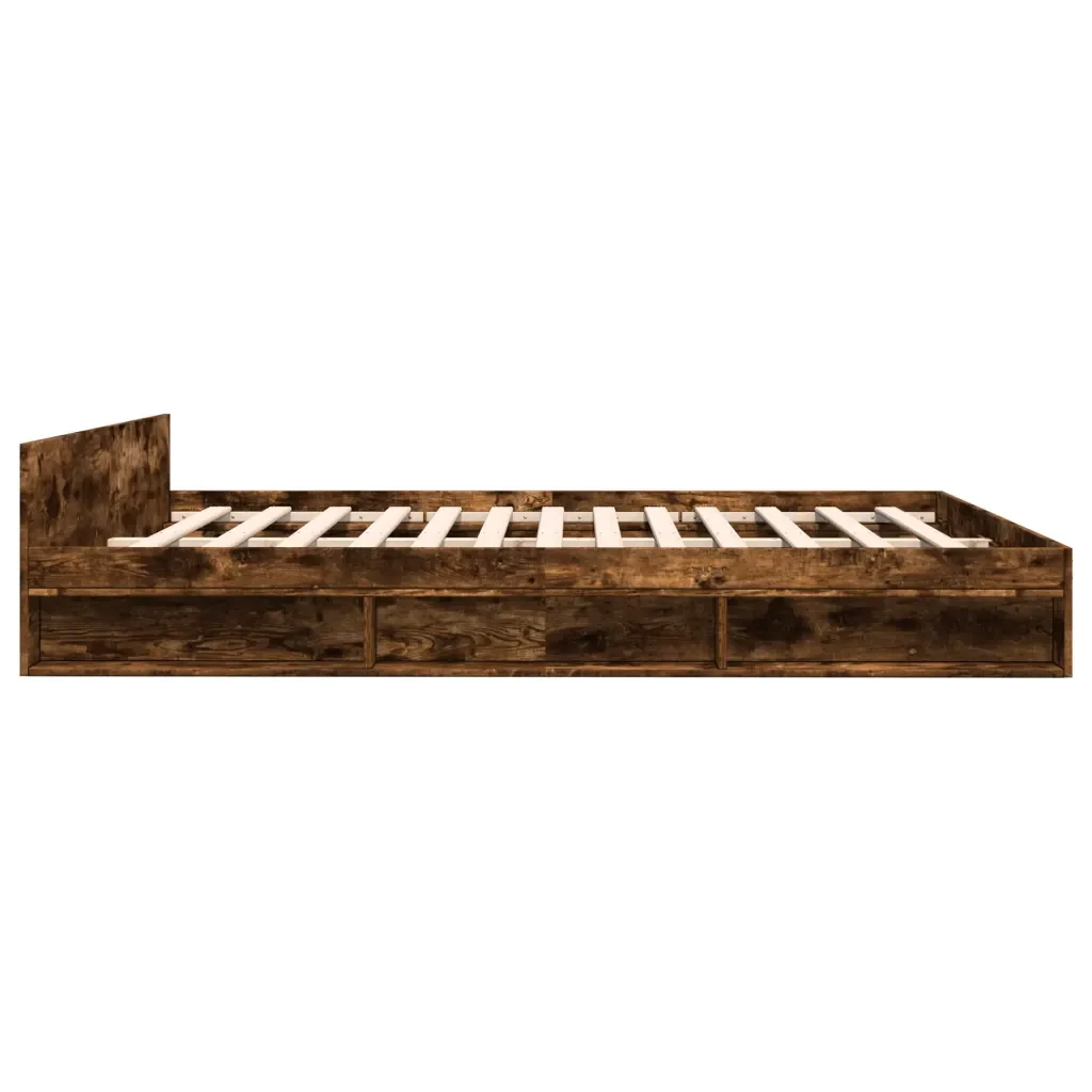Letto matrimoniale | Letto per adulti | Giroletto con Cassetti Rovere Fumo 200x200 cm Legno Multistrato - Image 5