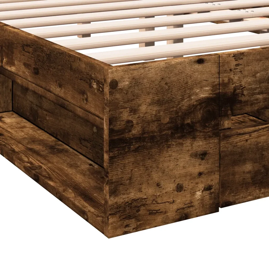 Letto matrimoniale | Letto per adulti | Giroletto con Cassetti Rovere Fumo 200x200 cm Legno Multistrato - Image 8