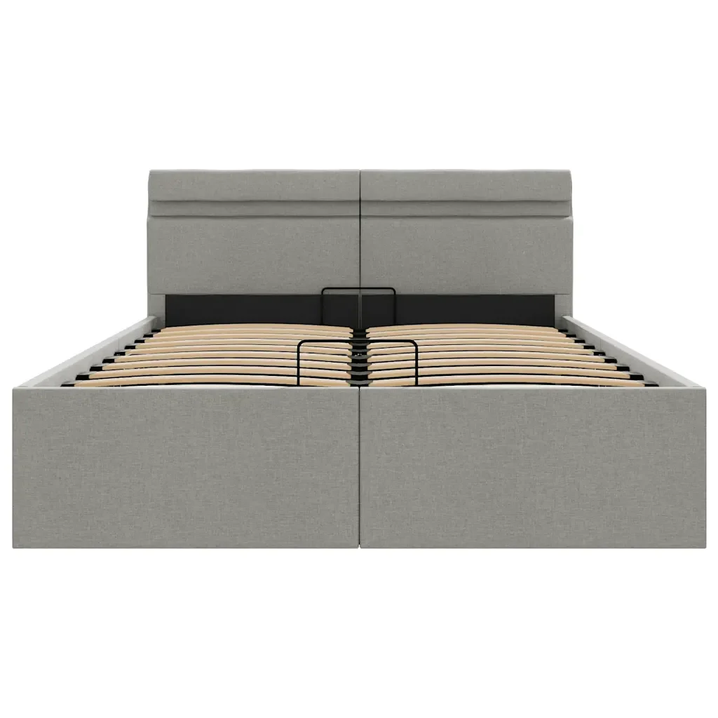 Letto matrimoniale | Letto per adulti | Giroletto con Contenitore e LED Grigio Chiaro Tessuto 140x200cm - Image 6