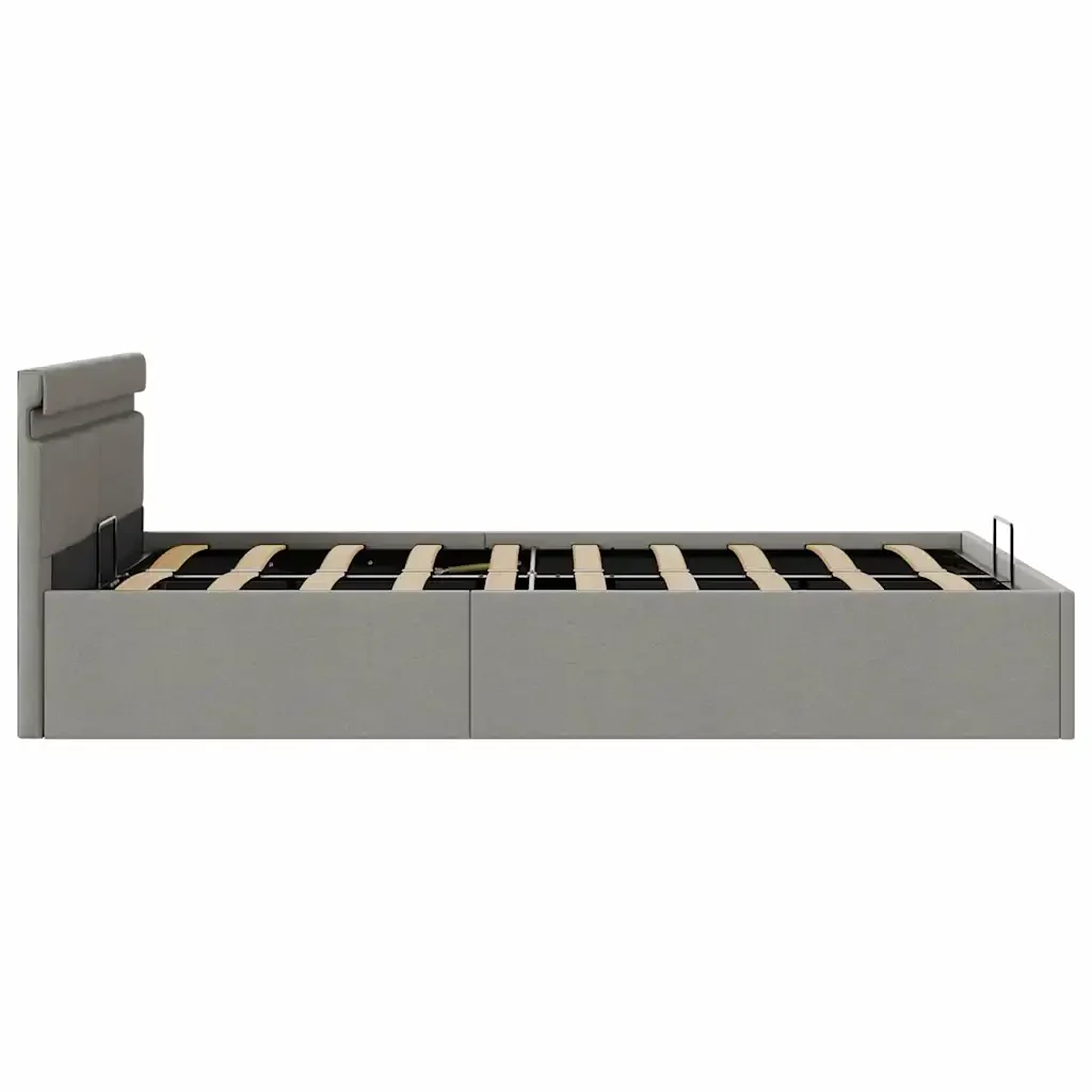 Letto matrimoniale | Letto per adulti | Giroletto con Contenitore e LED Grigio Chiaro Tessuto 140x200cm - Image 7