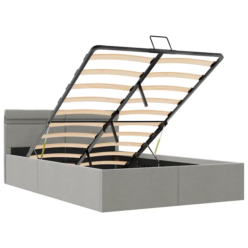 Letto matrimoniale | Letto per adulti | Giroletto con Contenitore e LED Grigio Chiaro Tessuto 140x200cm - Image 9