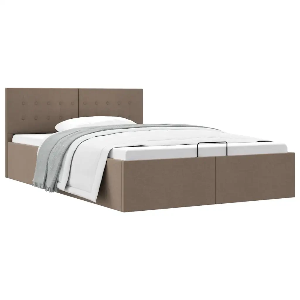 Letto matrimoniale | Letto per adulti | Giroletto con Contenitore Grigio Talpa in Tessuto 120x200 cm
