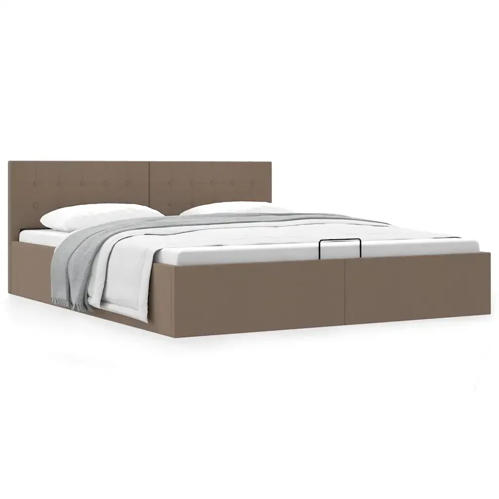 Letto matrimoniale | Letto per adulti | Giroletto con Contenitore Grigio Talpa in Tessuto 160x200 cm - Image 2