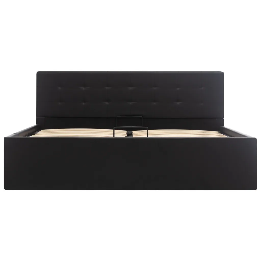 Letto matrimoniale | Letto per adulti | Giroletto con Contenitore Idraulico Nero Similpelle 160x200 cm - Image 3